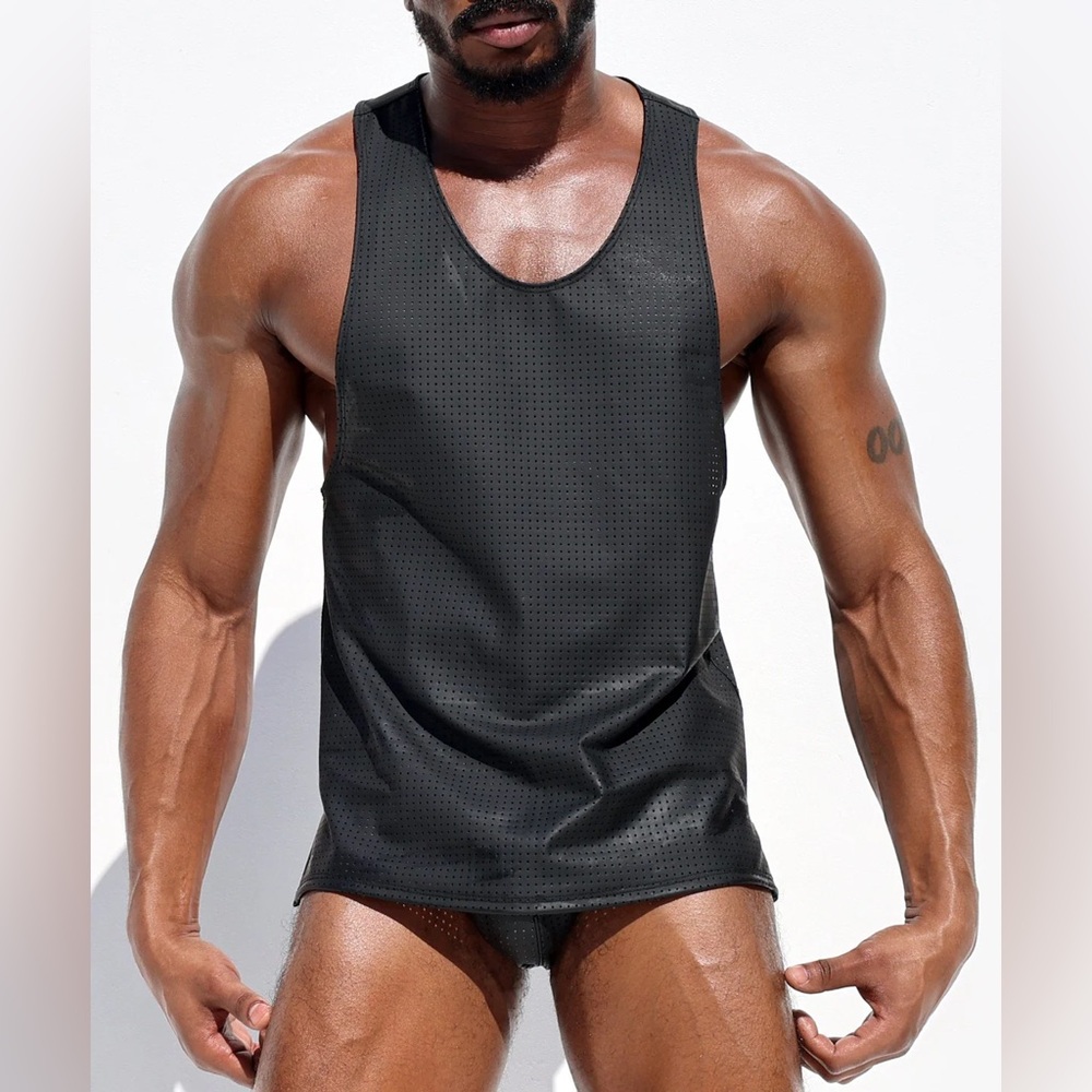 Men’s Black DIRK Oversized Tank Top, limited edition Tom of Finland by RUFSKIN
